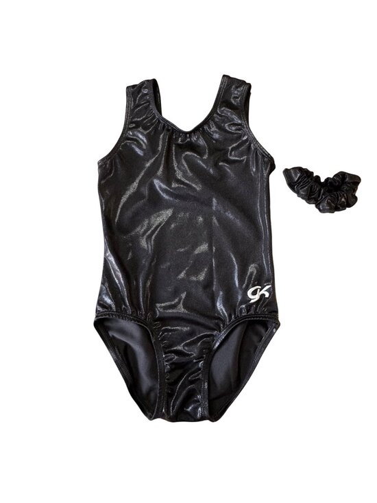 GK Other - GK ELITE Mystique Tank Gymnastics Leotard Girls CM 6-7 Black Shimmer Gym Leo